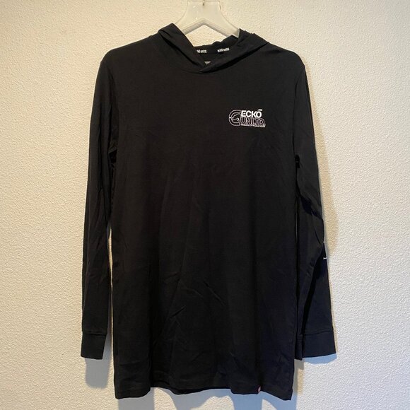 Ecko UNLTD Black Long Sleeve Hoodie‎ Tee Medium | Lightweight Pullover - Picture 1 of 5